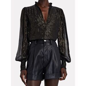 A.L.C. Silvie Striped Silk Chiffon Blouse Sz. 10